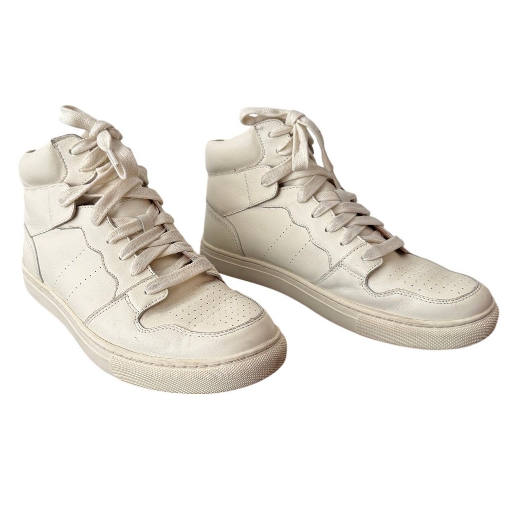 Polo Ralph Lauren Jory Mens Cream Leather High Top Sneakers Shoes White 10.5 D